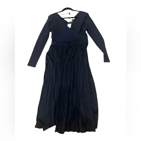 NWT Derek Lam 10 Crosby Anika Long Sleeve Pleated Midi Sweater Dress - Picture 9 of 11